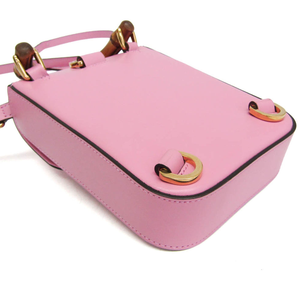 Gucci Bamboo 702106 Women's Leather Backpack,Handbag,Shoulder Bag Pink — Like New