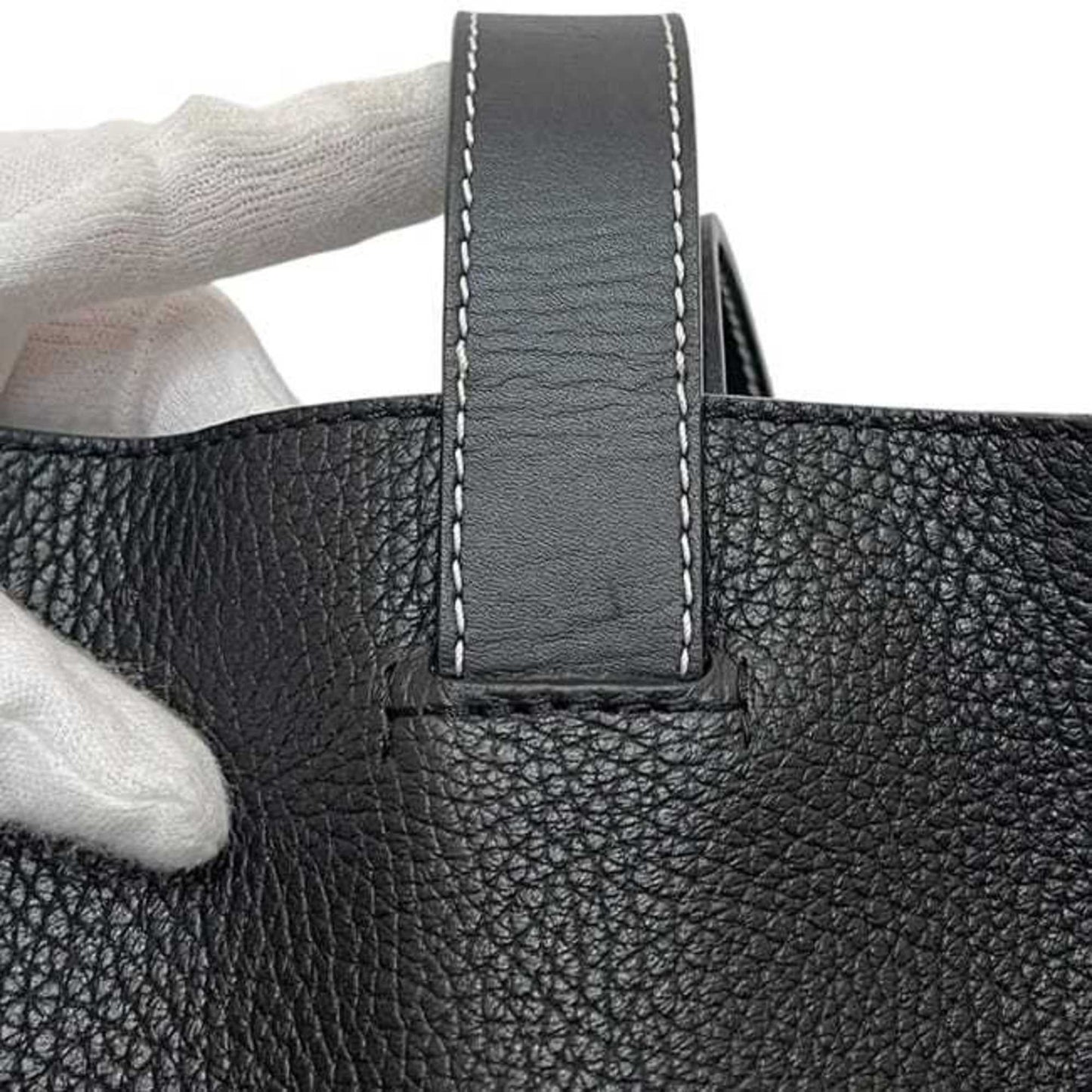 Loewe Tote Bag with Strap Vertical, f-24658, Black Anagram Leather, 061803, Grained A4 Size, Black, Men's/Women's