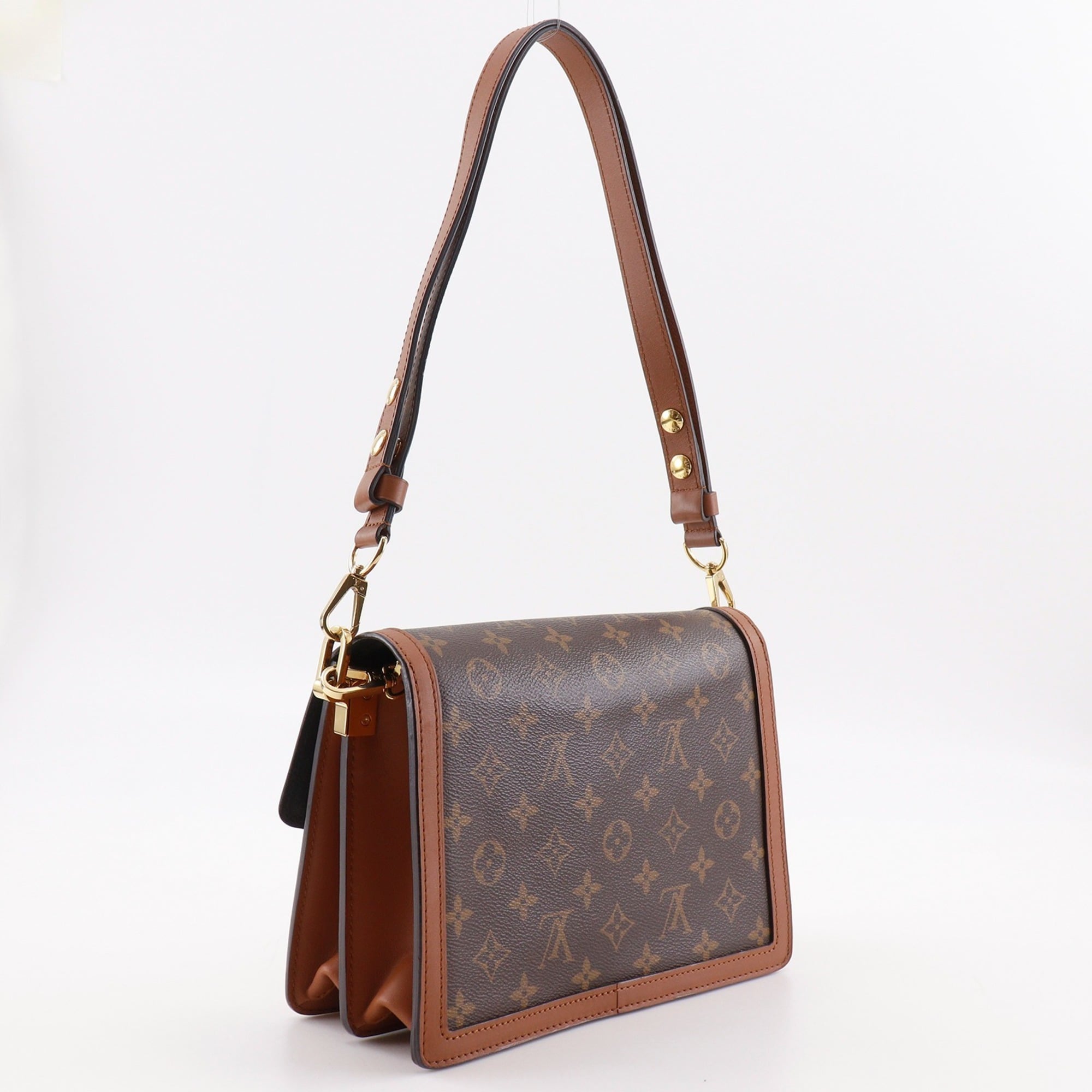 Louis Vuitton Dauphine MM Shoulder Bag, Monogram Reverse, M45958, Canvas, Brown, 2-way, Magnetic Closure, Women's — Like New