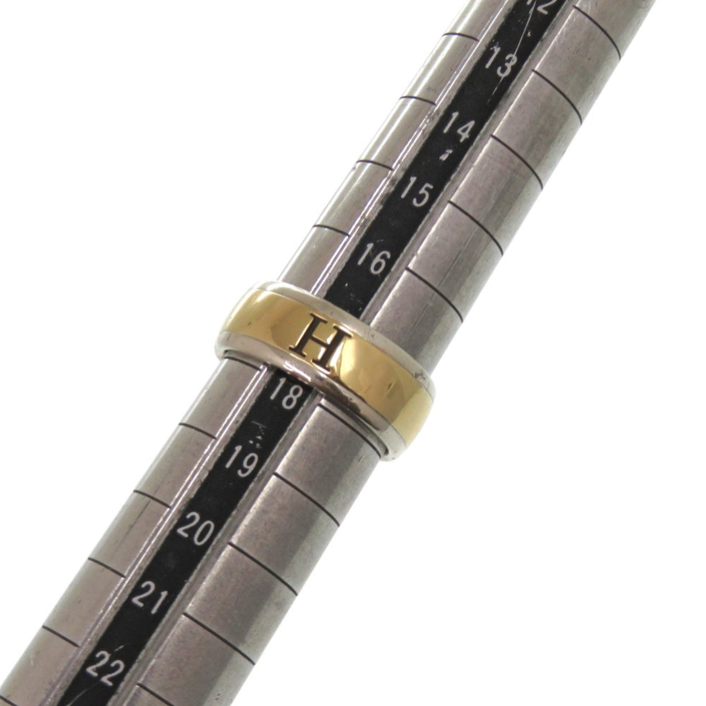 Excellent condition Hermes H logo ring in 925 silver and 18K yellow gold, size 58, 1633 HERMES