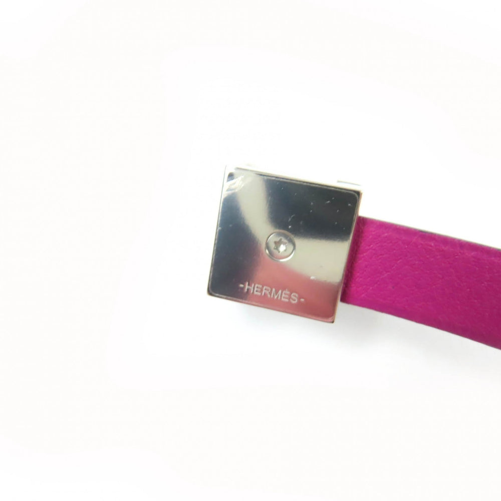 HERMES Medor Infinie Double Tour Bracelet, Leather with Silver Hardware, Purple, T3, A Stamp, Made in France, Women's — Like New