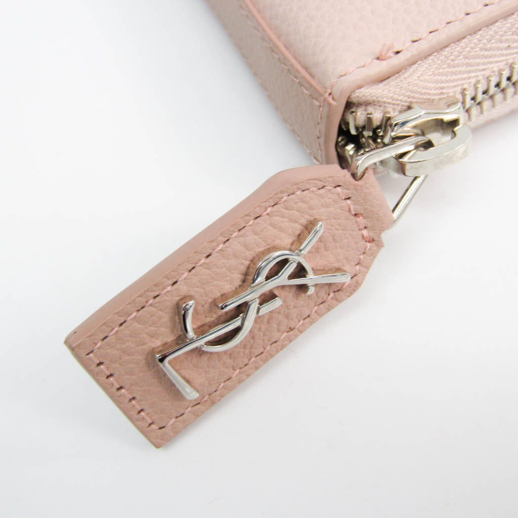 Saint Laurent 414680 Women's  Calfskin Long Wallet (bi-fold) Light Pink
