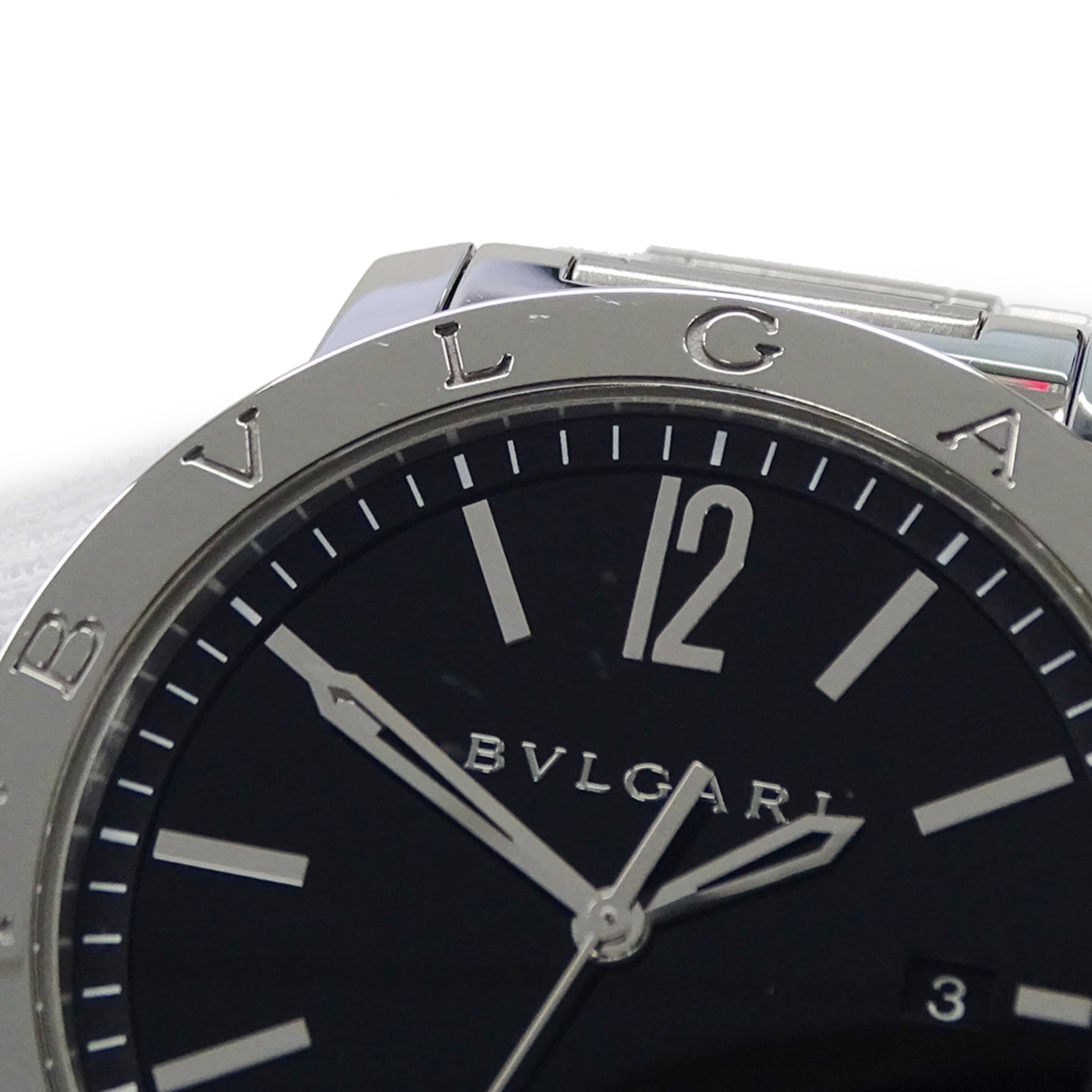Bulgari BVLGARI Men's Watch, Brand: Date Automatic AT Stainless Steel SS BB41S Silver Black Open Caseback — Good
