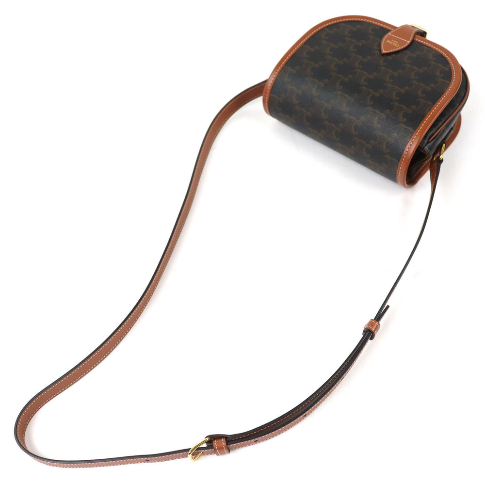CELINE 19150 Folco Medium Triomphe Canvas Shoulder Bag, Tan Brown, Women's - Highly Recommended! — Like New