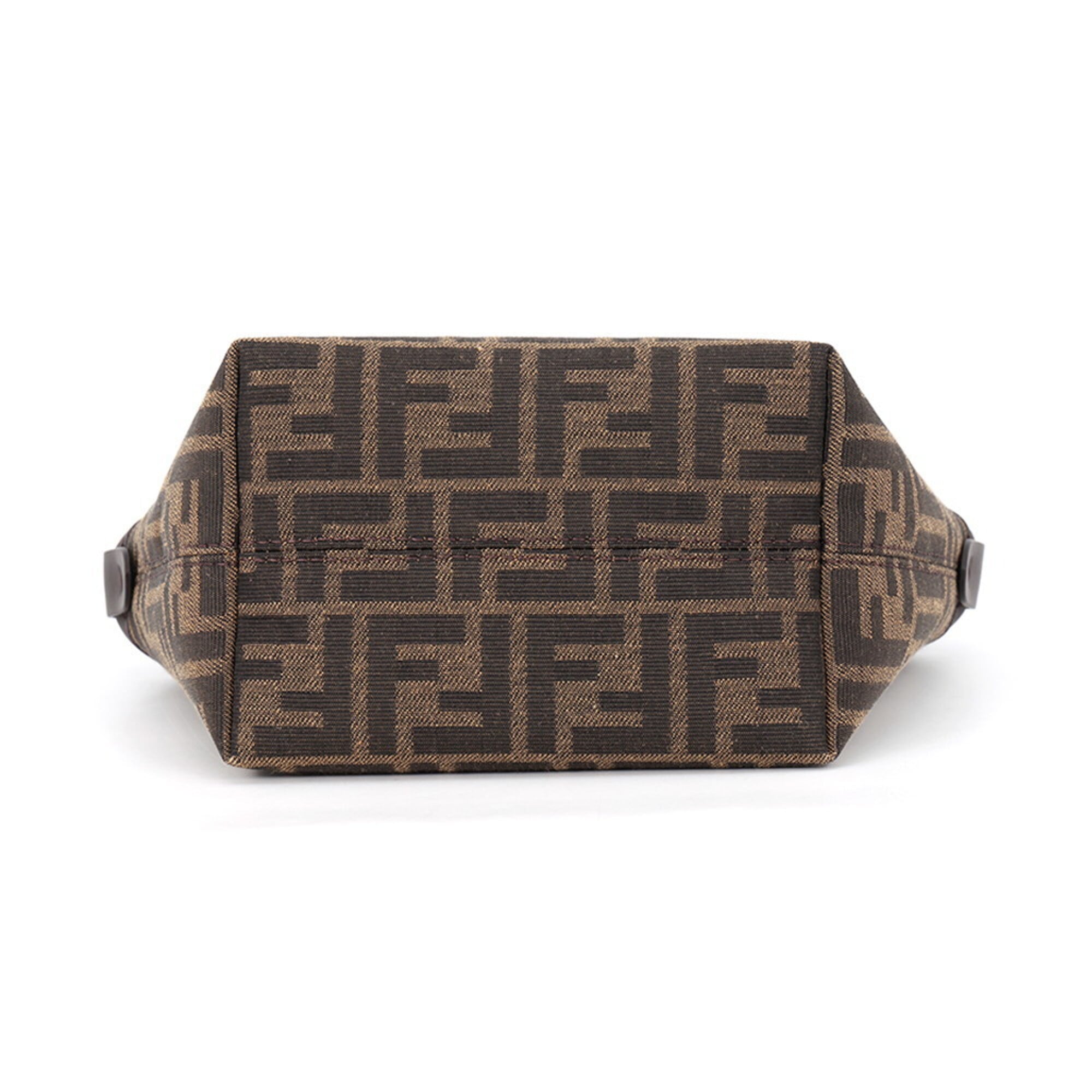 Fendi Roll FF Jacquard Mini Canvas Leather Handbag 8BS096 2-way Shoulder Bag FENDI — Like New