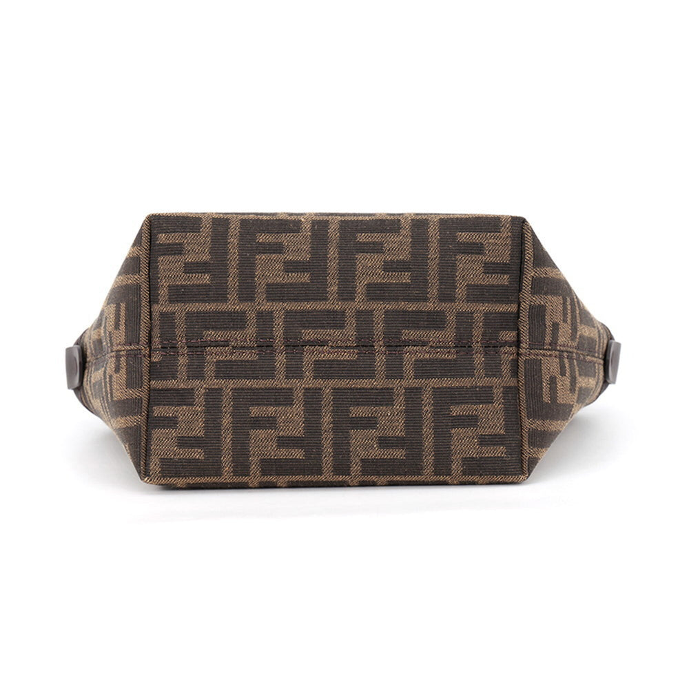 Fendi Roll FF Jacquard Mini Canvas Leather Handbag 8BS096 2-way Shoulder Bag FENDI — Like New