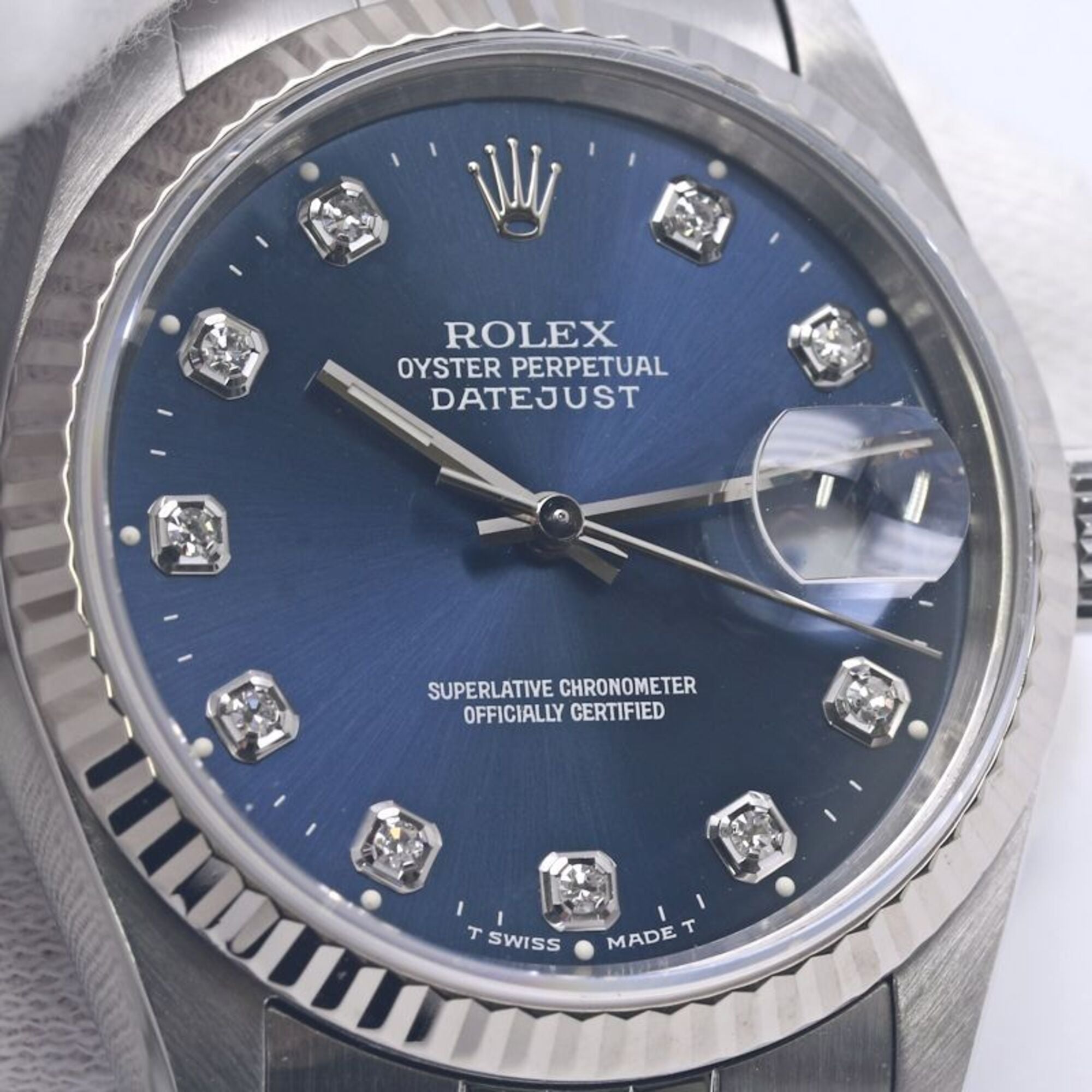 ROLEX Datejust 10P Diamond 16234G Men's Watch 18K White Gold x Stainless Steel 40300 — Good