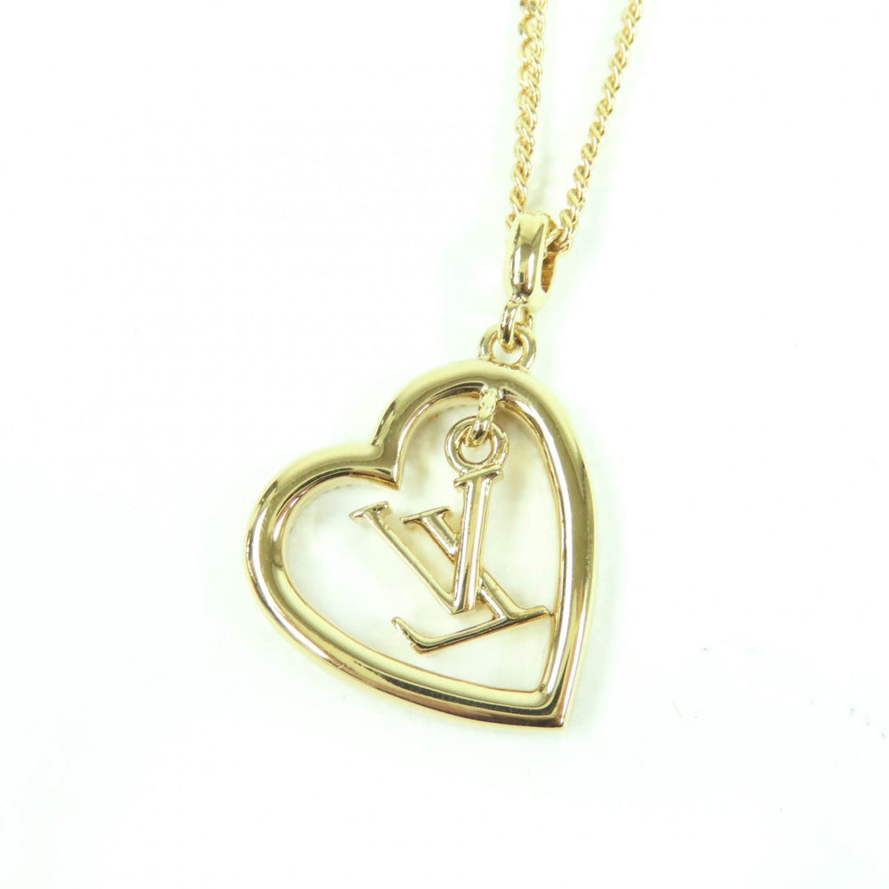 LOUIS VUITTON 2024 M02389 My LV Heart Rhinestone Gold Necklace with Box and Dust Bag, Made in Italy, Women's — Like New