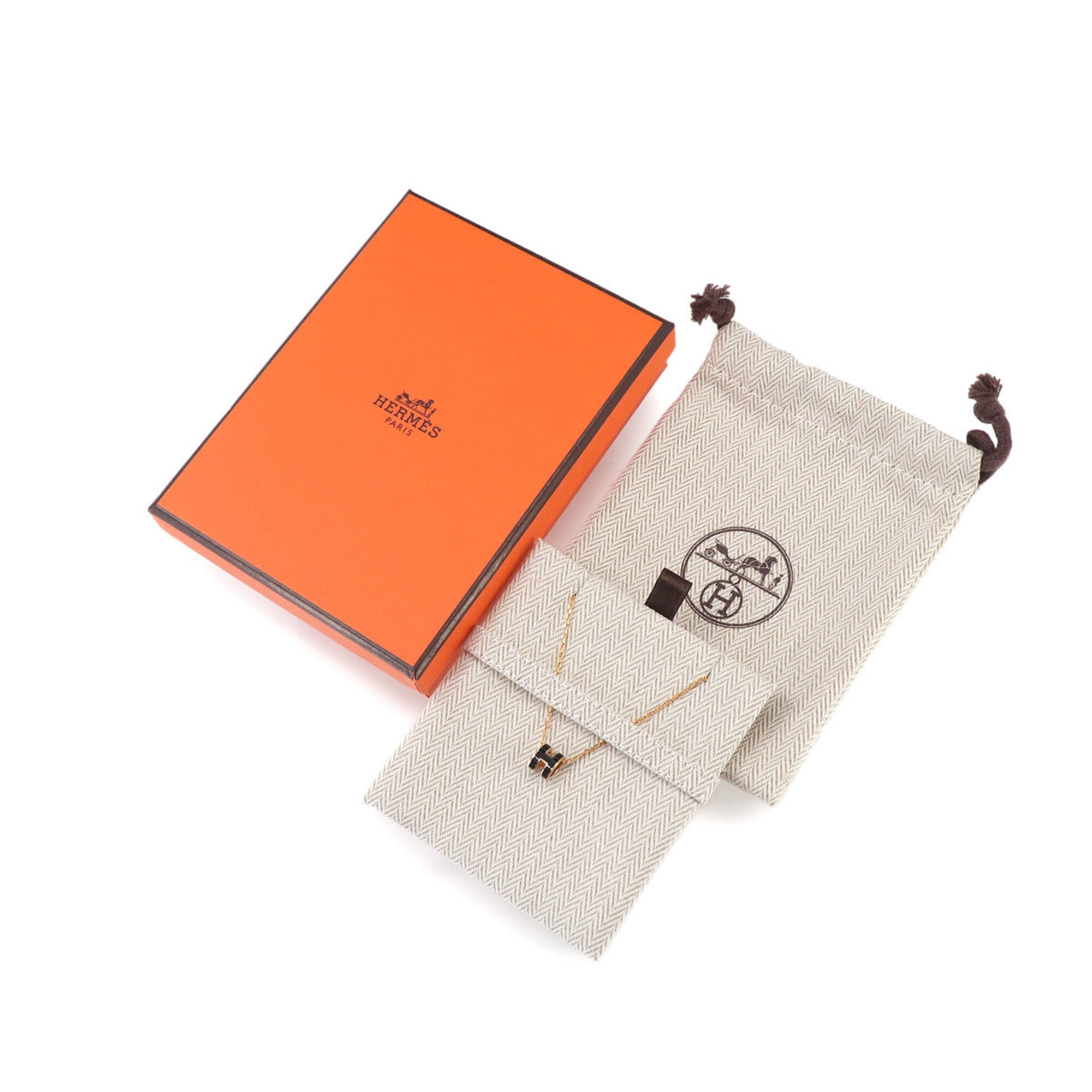 Hermes Mini Pop H Necklace, Black and Gold — New - Store Return