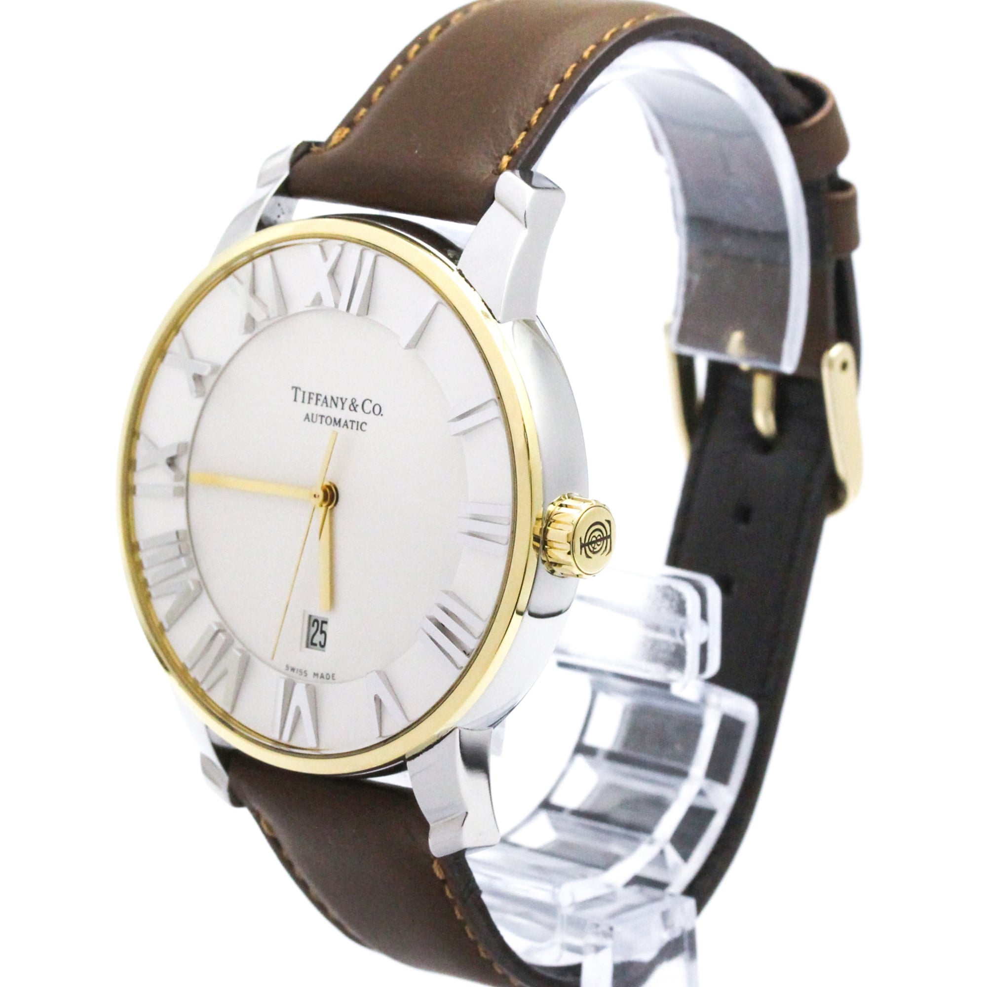 TIFFANY Atlas Dome Gold Plated Steel Automatic Mens Watch Z1800.68.15A21A00A Polished — Very Good