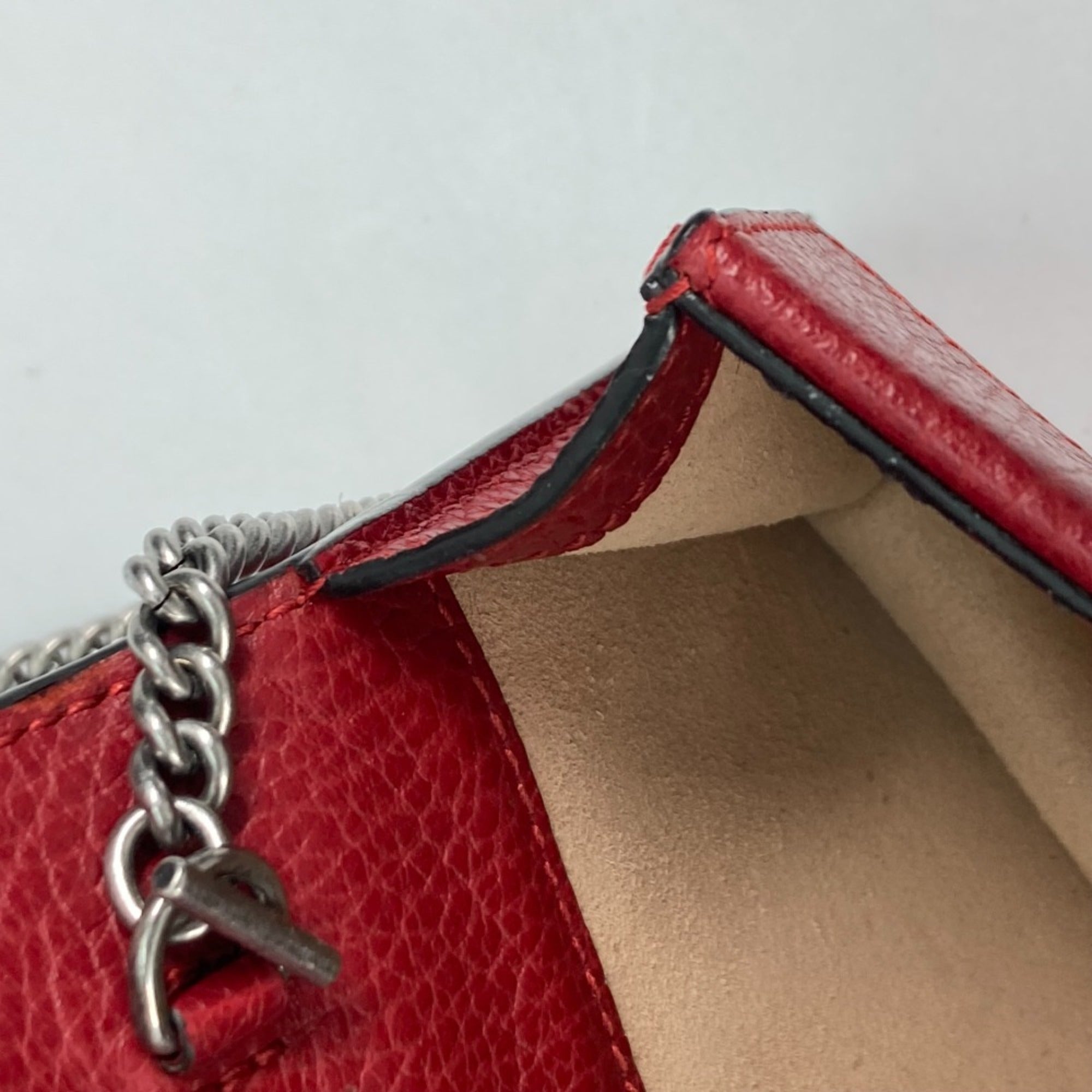 Gucci 476432 2WAY Bag Pouch Clutch Bag Chain Crossbody Shoulder Bag Red — Like New