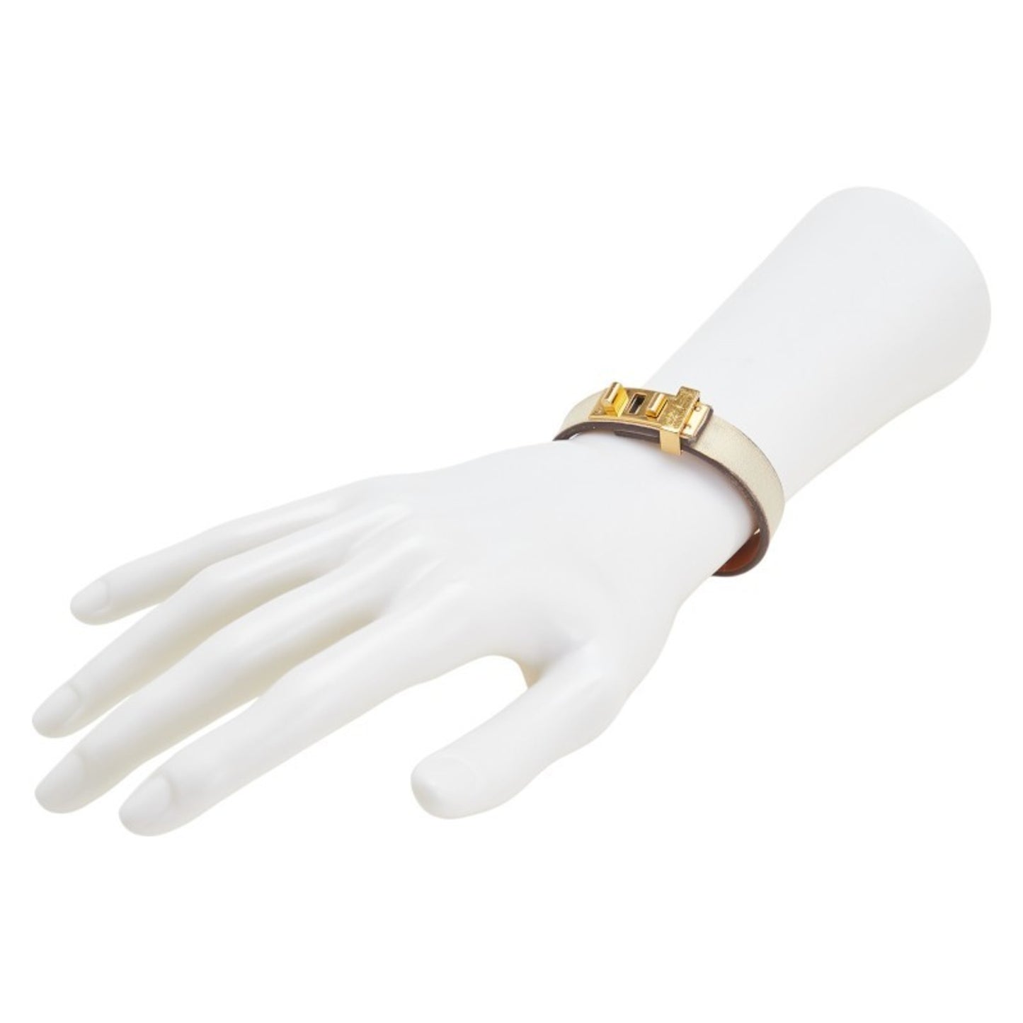 Hermes Hermès Asdecourt Bracelet in Off-White Gold with Swift Leather Plated for Women