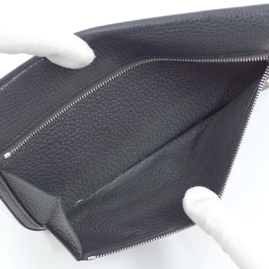 Hermes Hermès Dogon Long Bifold Wallet in Noir Black with Togo T Stamp, Made 2015, Leather, for Men and Women