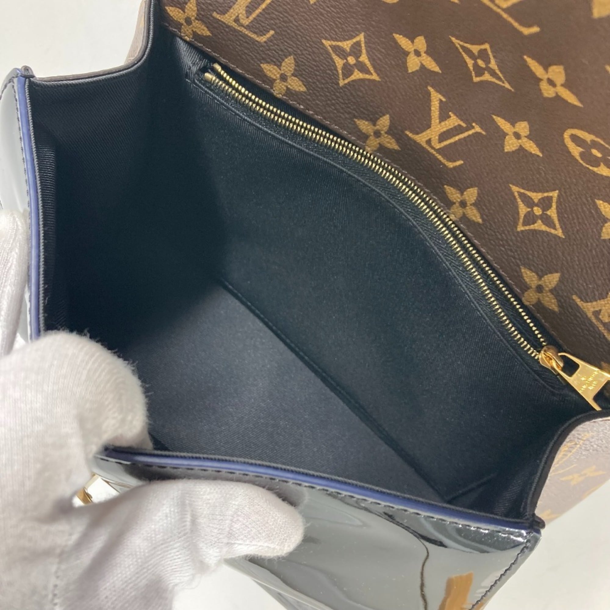 LOUIS VUITTON M53353 Monogram Cherrywood PM Handbag Patent Leather Canvas Women's Black G-240810-17 — Like New