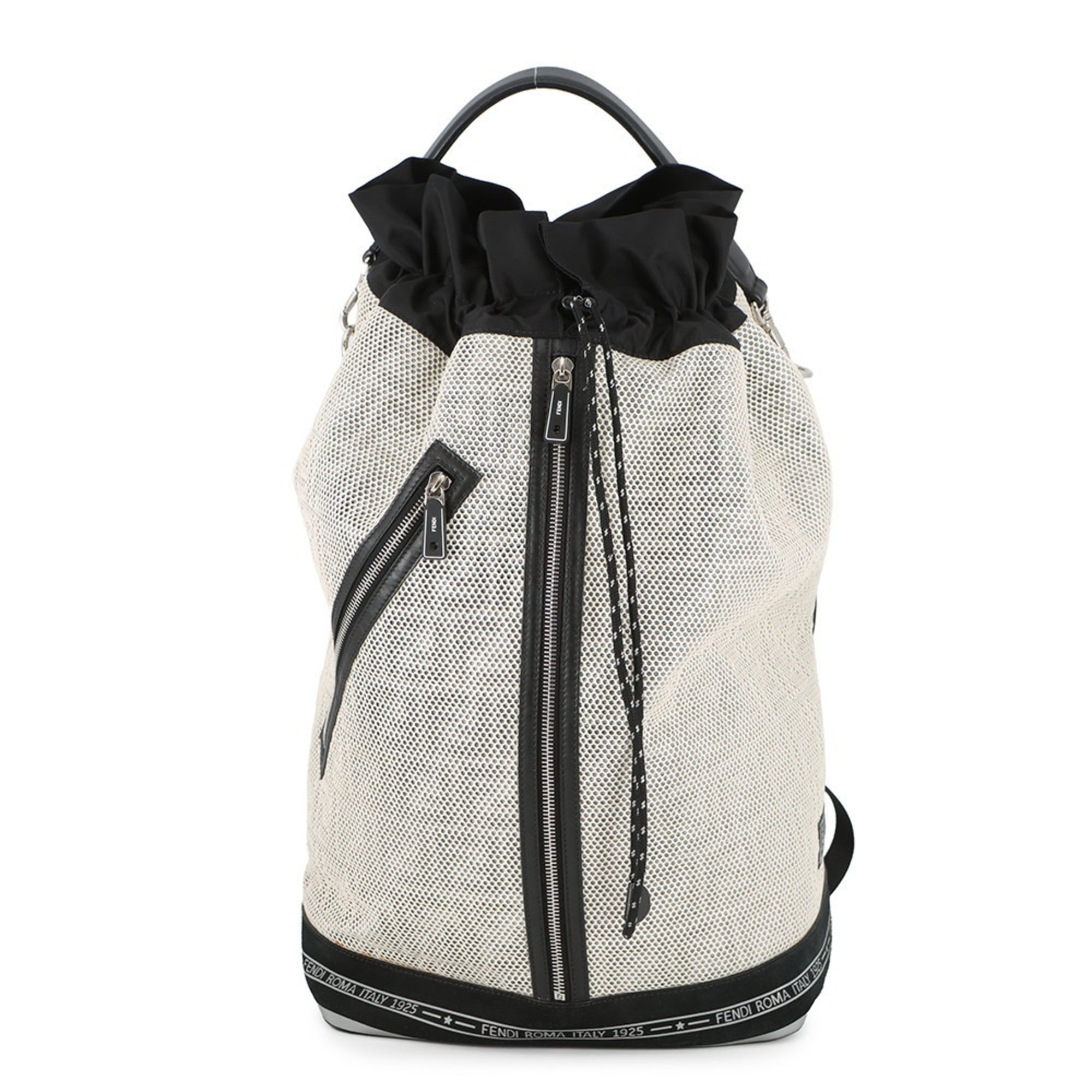Fendi Backpack Nylon/Mesh 7VA466 FENDI Black and White