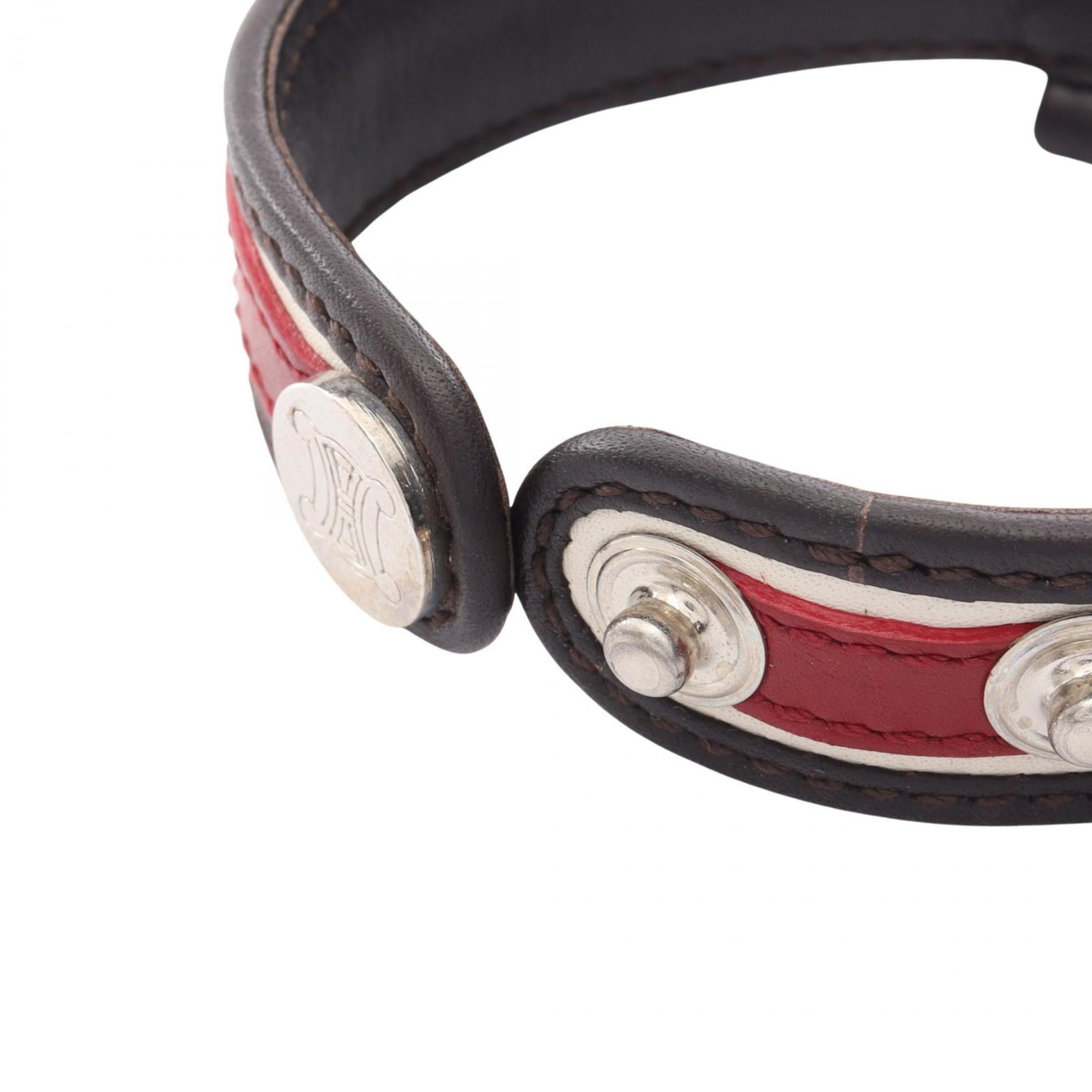 Celine leather bracelet, accessories for women, brown and red