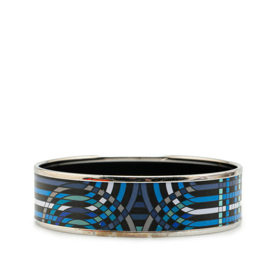 Hermes enamel GM cloisonné bracelet silver blue metal women's HERMES
