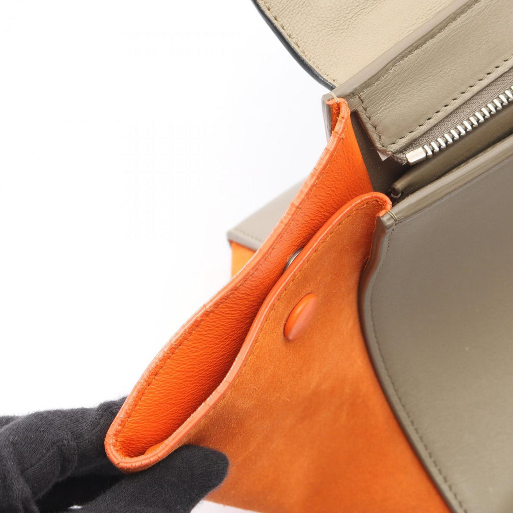 Celine Trapeze Small Handbag, Leather and Suede, Women's, Beige, Black, Orange