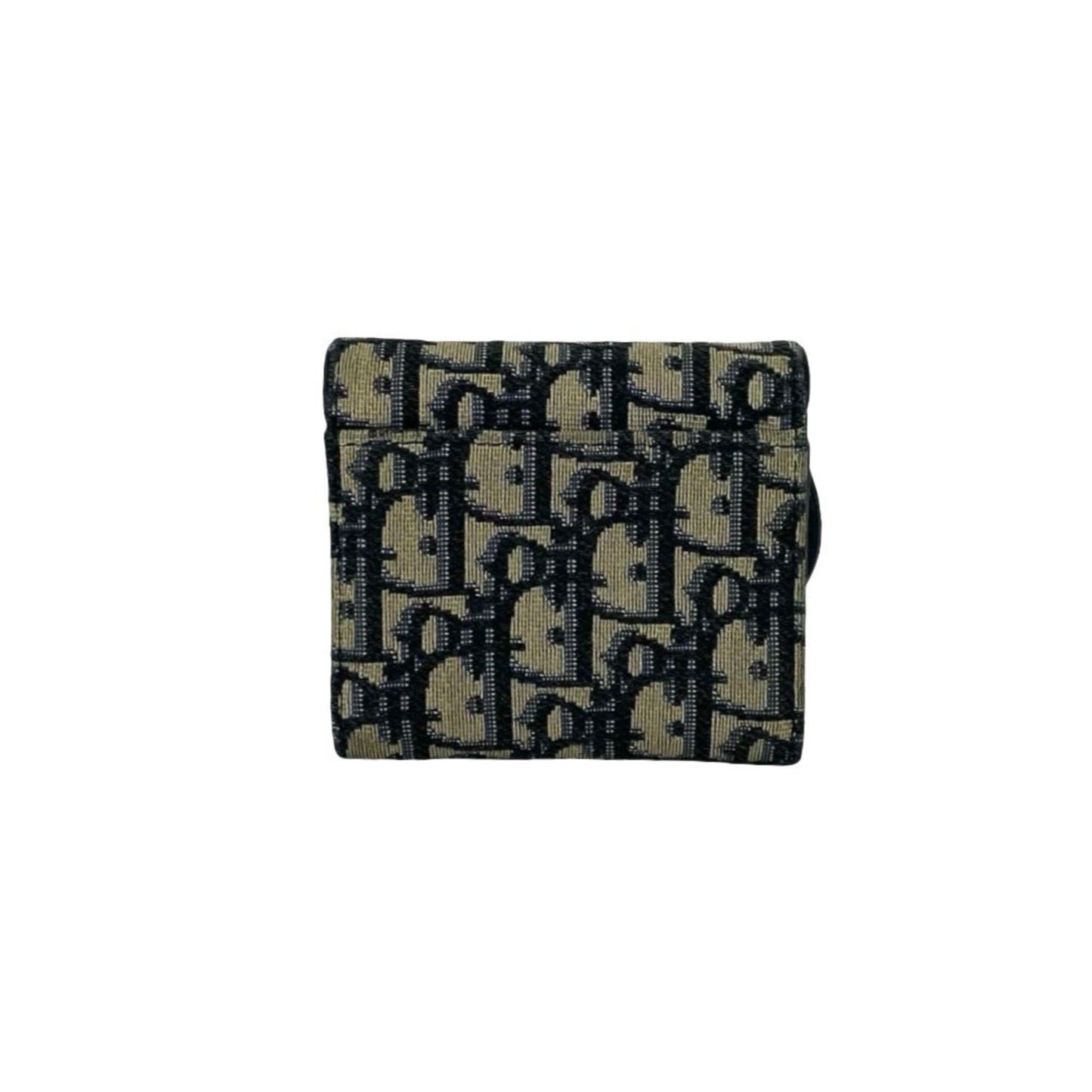 Christian Dior Oblique Logo Canvas and Leather Tri-fold Wallet, Mini, Navy, 18273