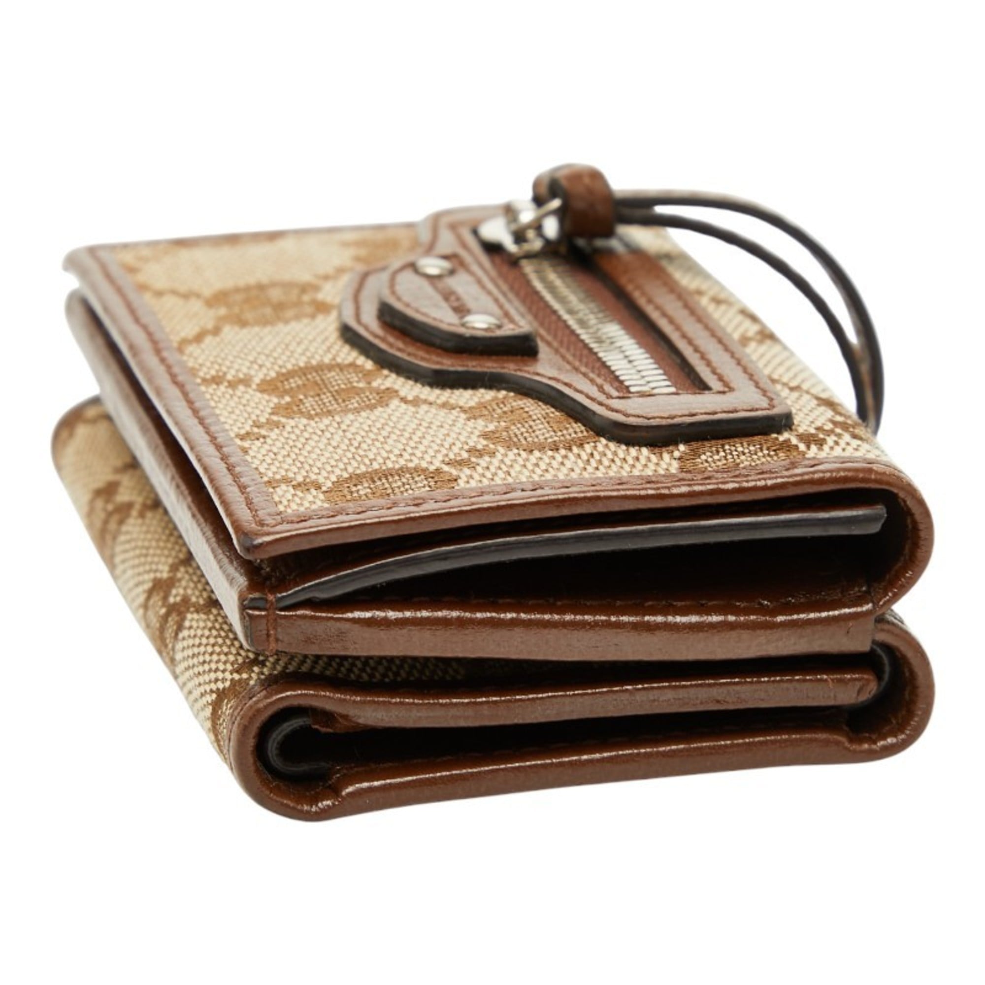 Gucci x Balenciaga The Hacker Project GG Canvas Neo Classic Trifold Wallet 681708 Beige Brown Leather Women's GUCCI