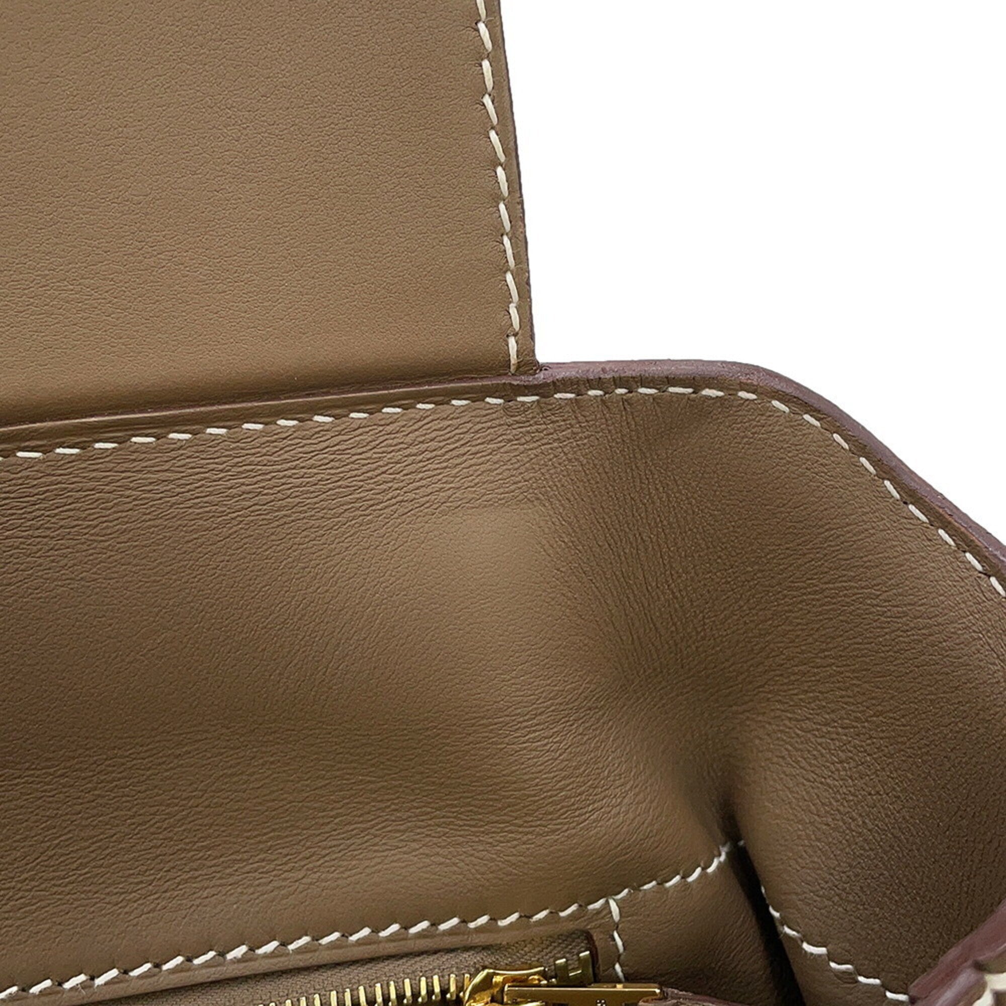 Hermes 24 29 Sac Etoupe Togo Swift Z stamp HERMES 2-way handbag — Like New