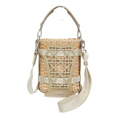 Christian Dior Sahara Basket Bag Women's Rattan,Leather Shoulder Bag Beige — Like New