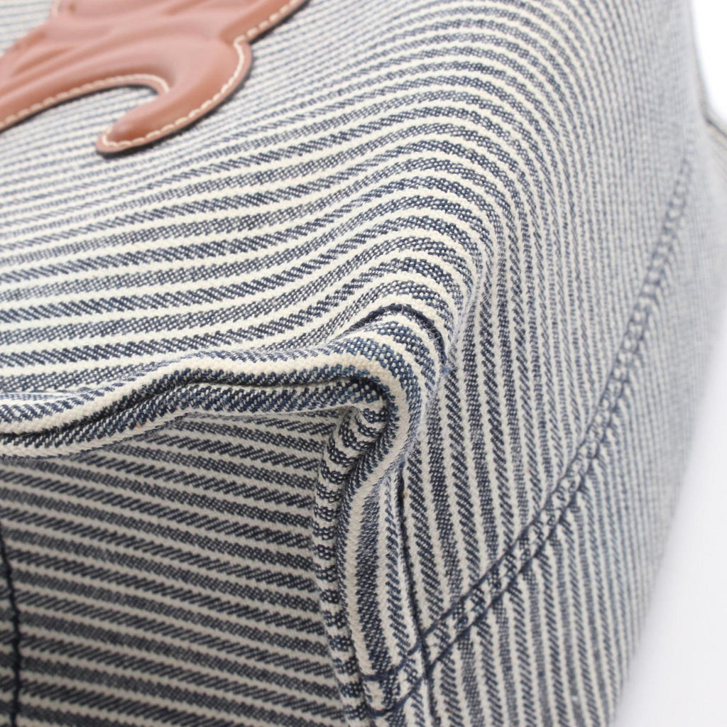 Celine Small Cabas Tais Tote Bag, Canvas and Leather, Women's, Navy, White, Brown, 199162