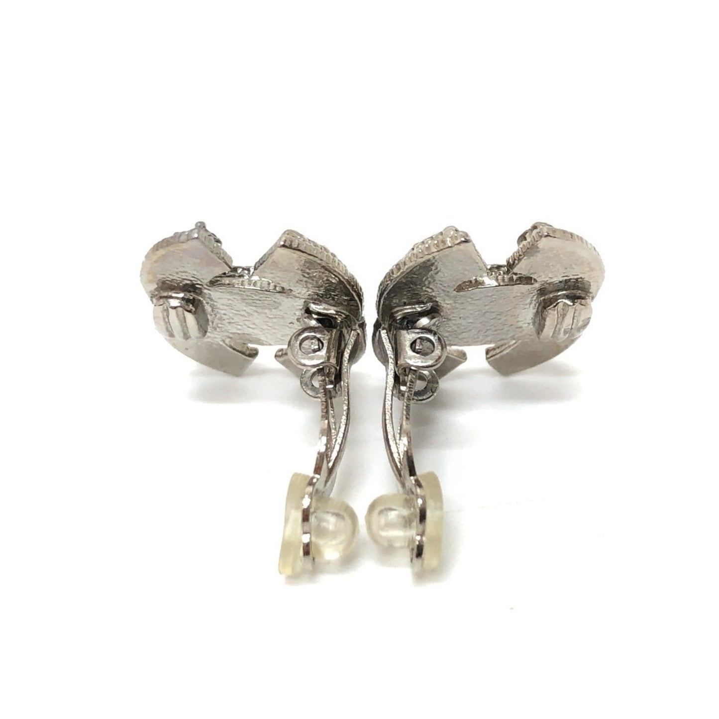 CHANEL CC Coco Mark Rhinestone Earrings A12V, Metal, Women's, Silver