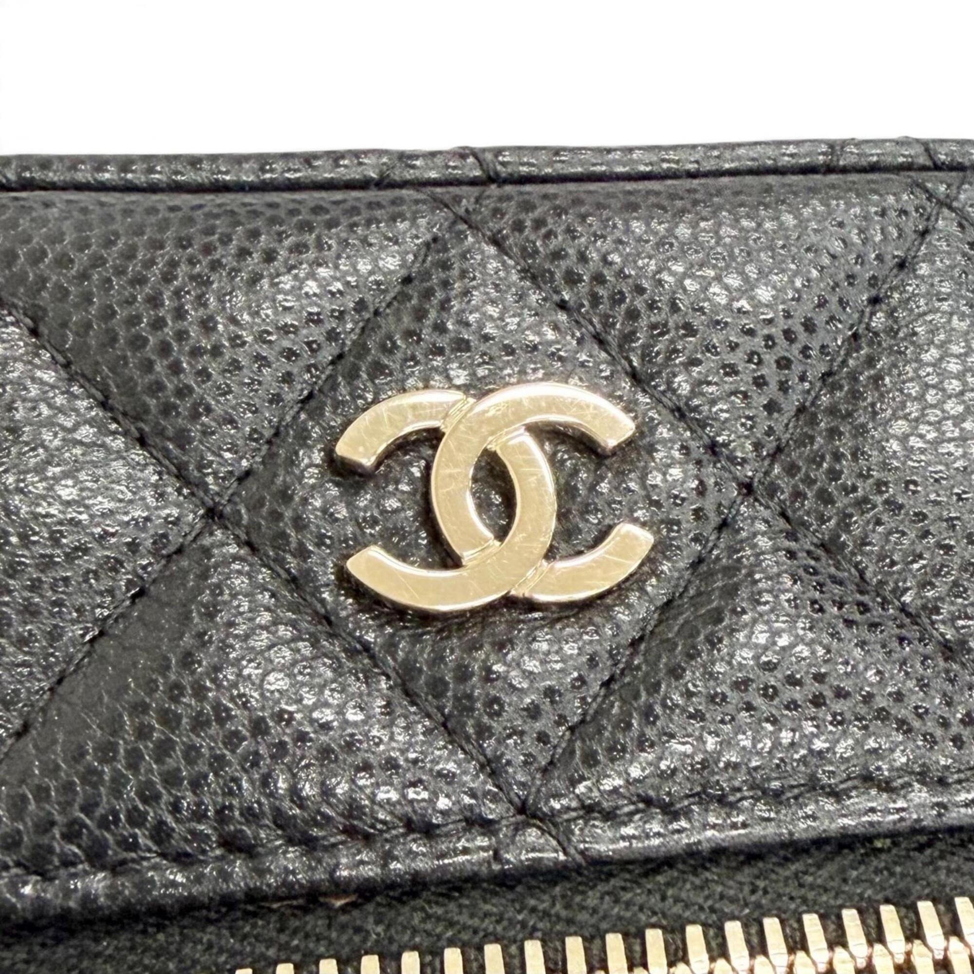 CHANEL Matelassé Caviar Skin Vanity Phone Bag Chain Shoulder Bag, Black with Gold Hardware, Made in Italy, Women's — Like New