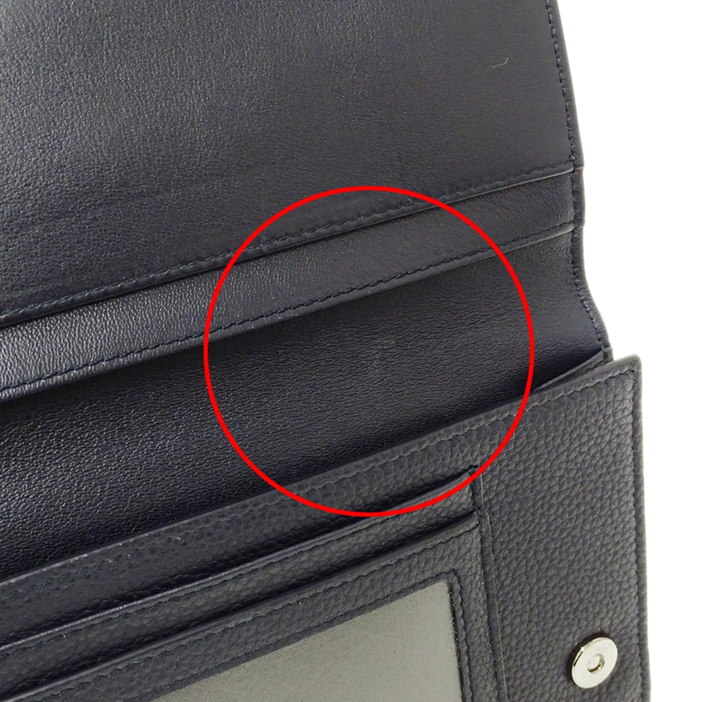 Christian Dior Dior Women's Leather Shoulder Wallet, Navy Blue, Long Crossbody