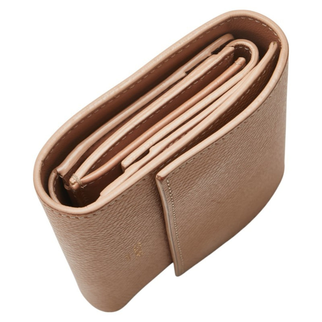 Celine Small Trifold Wallet, Beige Leather, Women's