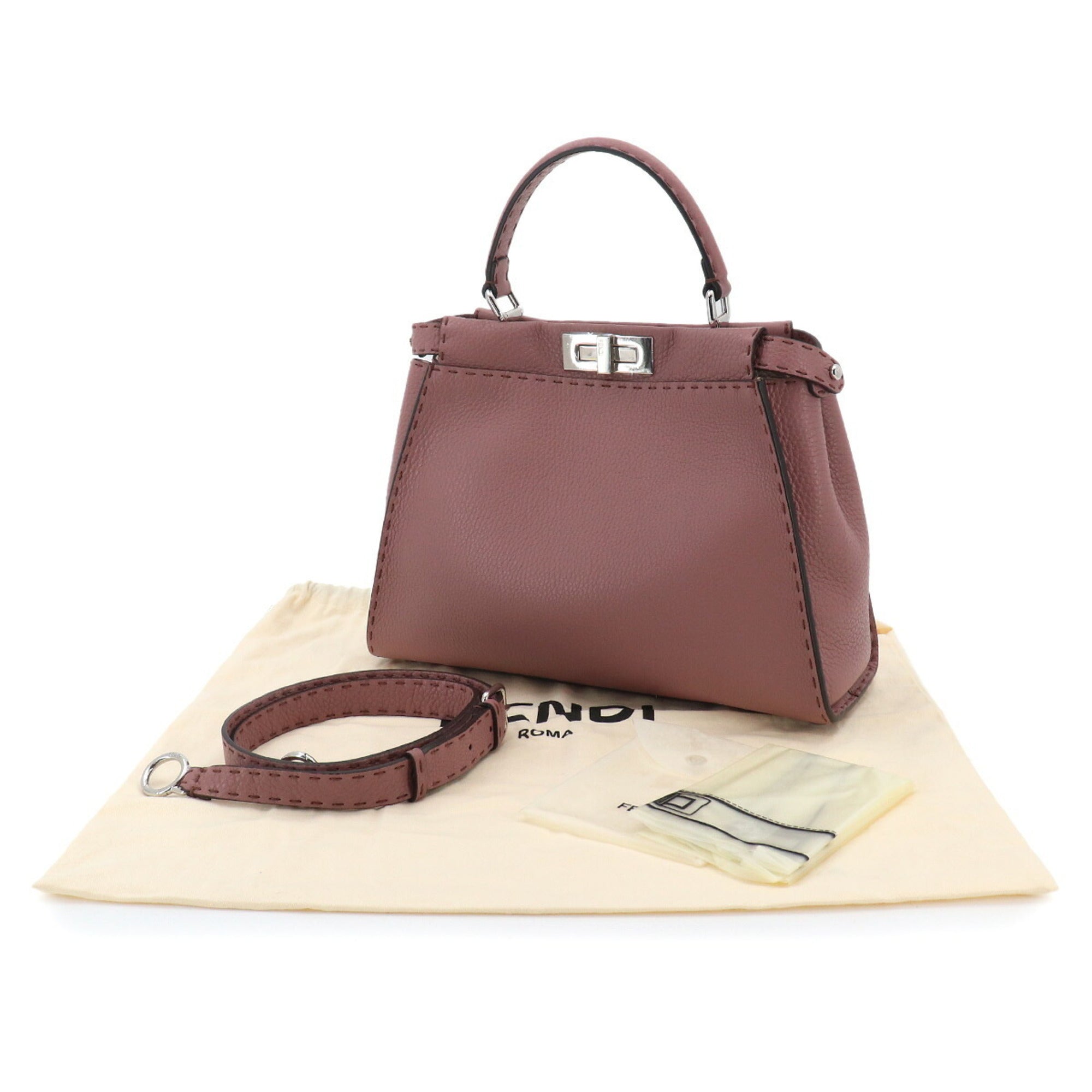 Fendi Selleria Peekaboo Regular 2-way Hand/Shoulder Handbag, Leather, Pink, 8BN290 — New - Store Return