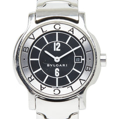 Bulgari Solotempo ST29S Quartz Watch, Black Dial, Stainless Steel, Women's, BVLGARI — Good