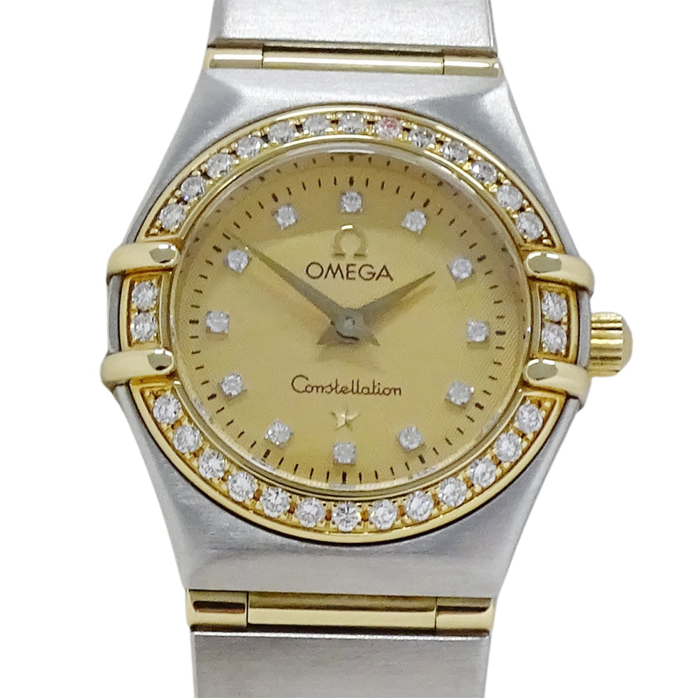 Omega Constellation Mini 1267.15 Women's Watch, Brand Name, Diamond, Quartz, Stainless Steel (SS), Gold (YG) Combination, Full Bar — Good