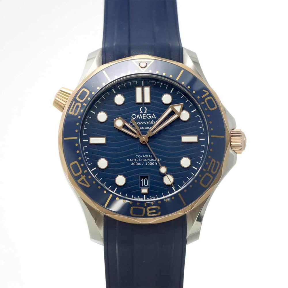 Omega Seamaster Diver 300 Co-Axial Master Chronometer Two-Tone 210 22 42 20 03 002 Men's Watch Date PG Pink Gold Automatic — Very Good