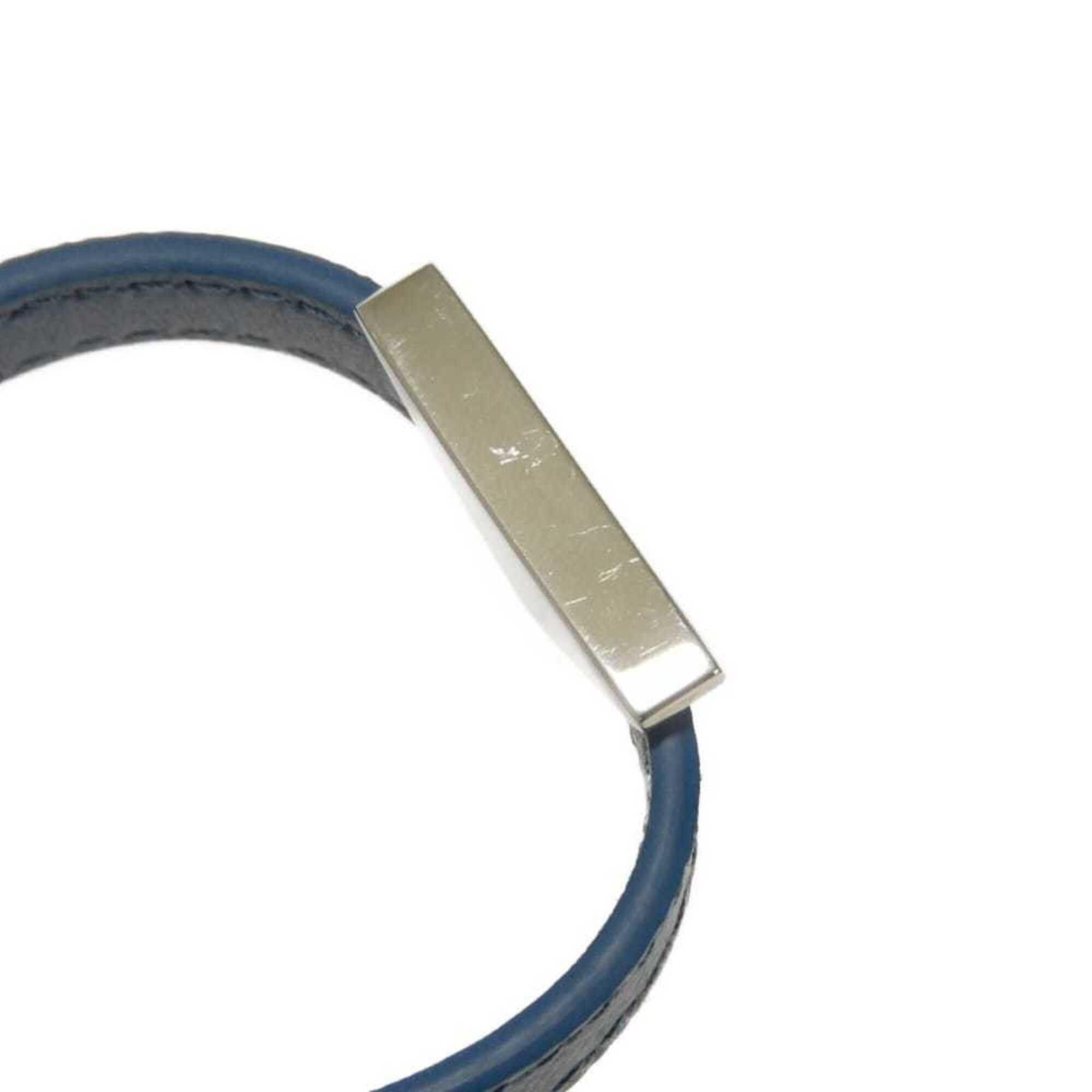 Prada Saffiano Bracelet, Size M, Enamel Blue, Silver Triangle Logo, Avio 2IB289 053 F0154, Men's/Women's — Like New