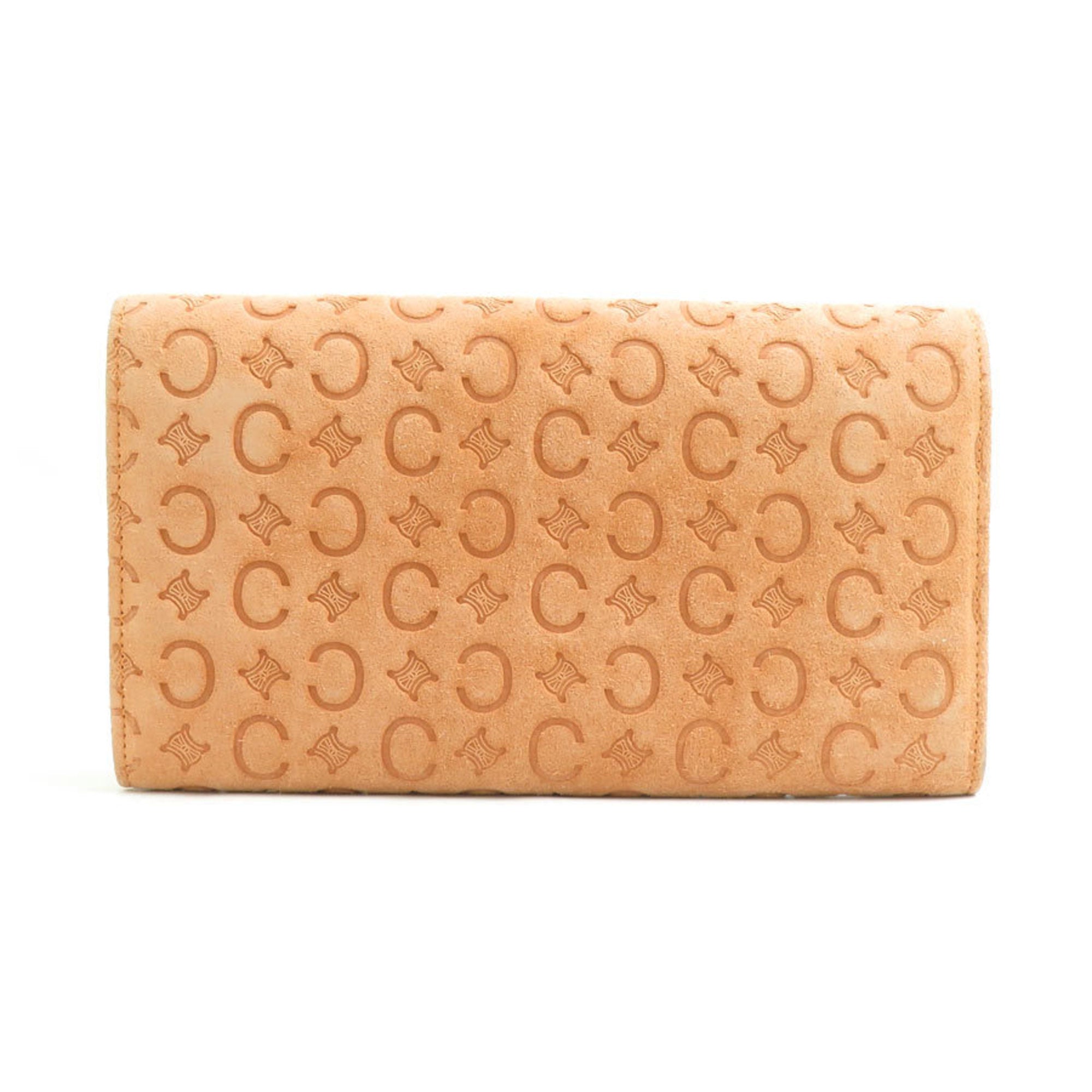 CELINE Long Wallet Suede Orange Beige Women's e60237a