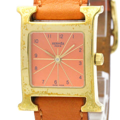 HERMES H Watch Gold Plated Leather Quartz Ladies Watch HH1.201 — Good
