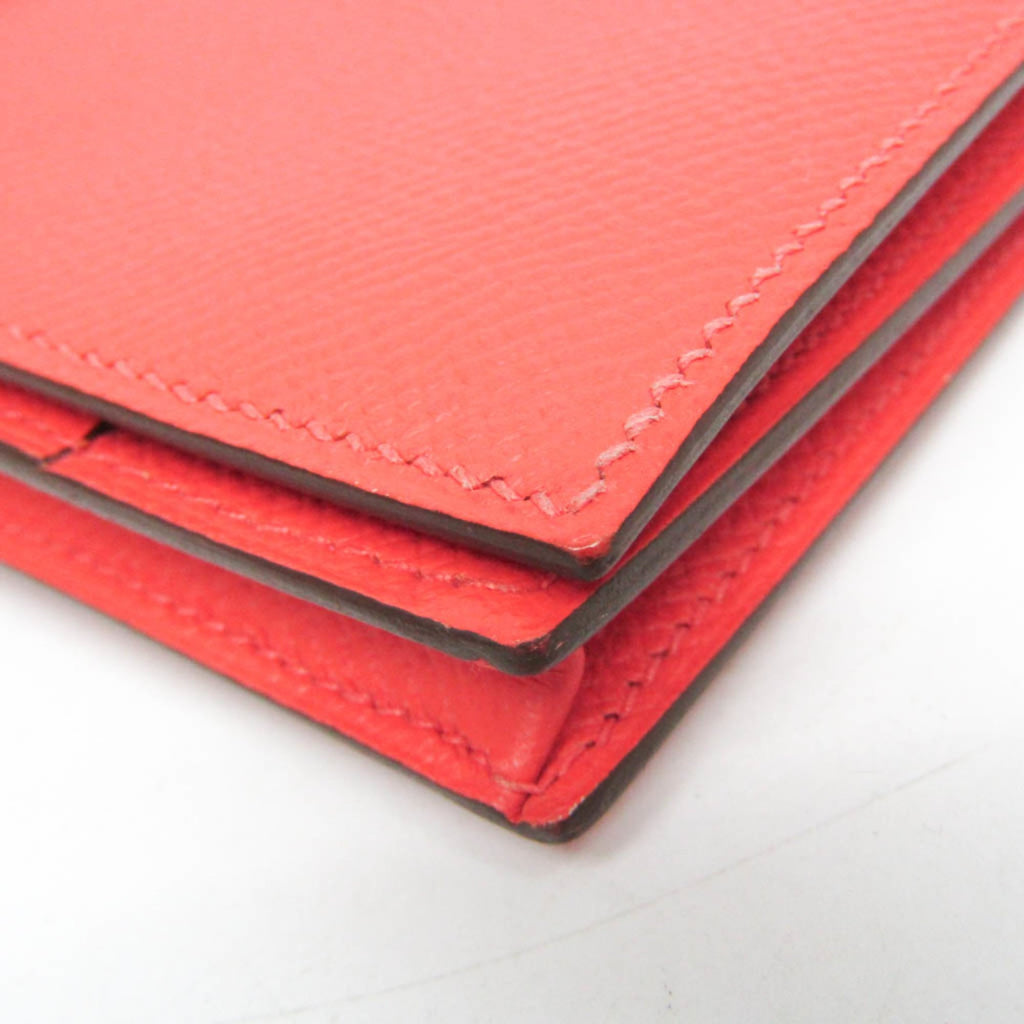 Hermes Bearn Bearn Soufflé Women's Epsom Leather Long Wallet (bi-fold) Salmon Pink