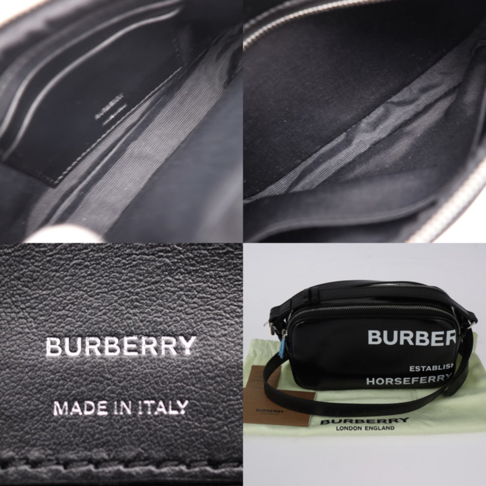 BURBERRY Camera Micro Horseferry Shoulder Bag 8022339 Coated Canvas Leather Black White Crossbody Pochette 2409053010026R1 — New - Store Return