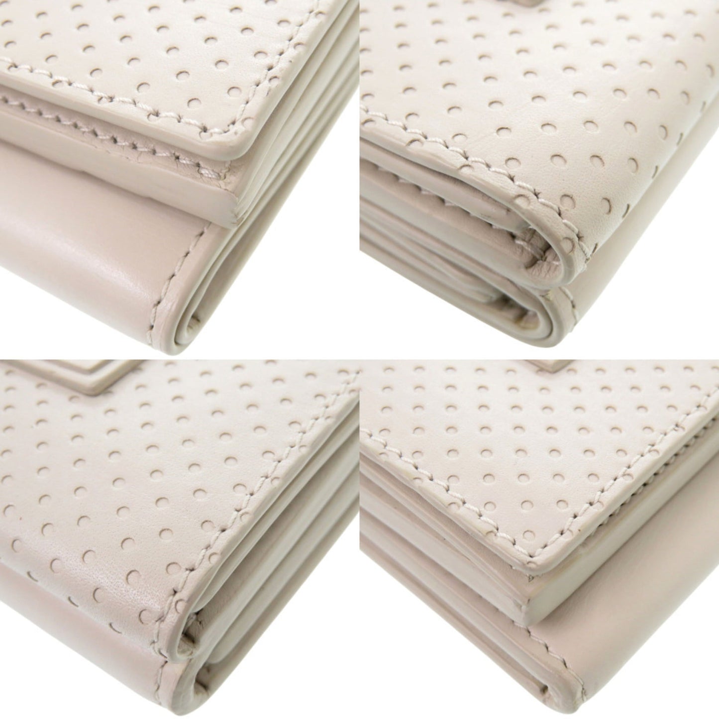 Like new Bottega Veneta Leggero Compact Wallet 515385 in calfskin BIANCO MIST ivory tri-fold wallet 2084 BOTTEGAVENETA