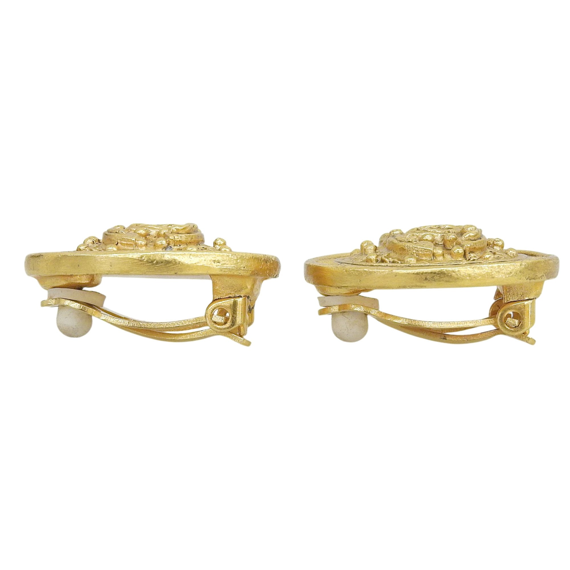 CHANEL Vintage 94A GP Coco Mark Round Earrings (Pair) - Gold Made in France Women's Comes with Box — Like New