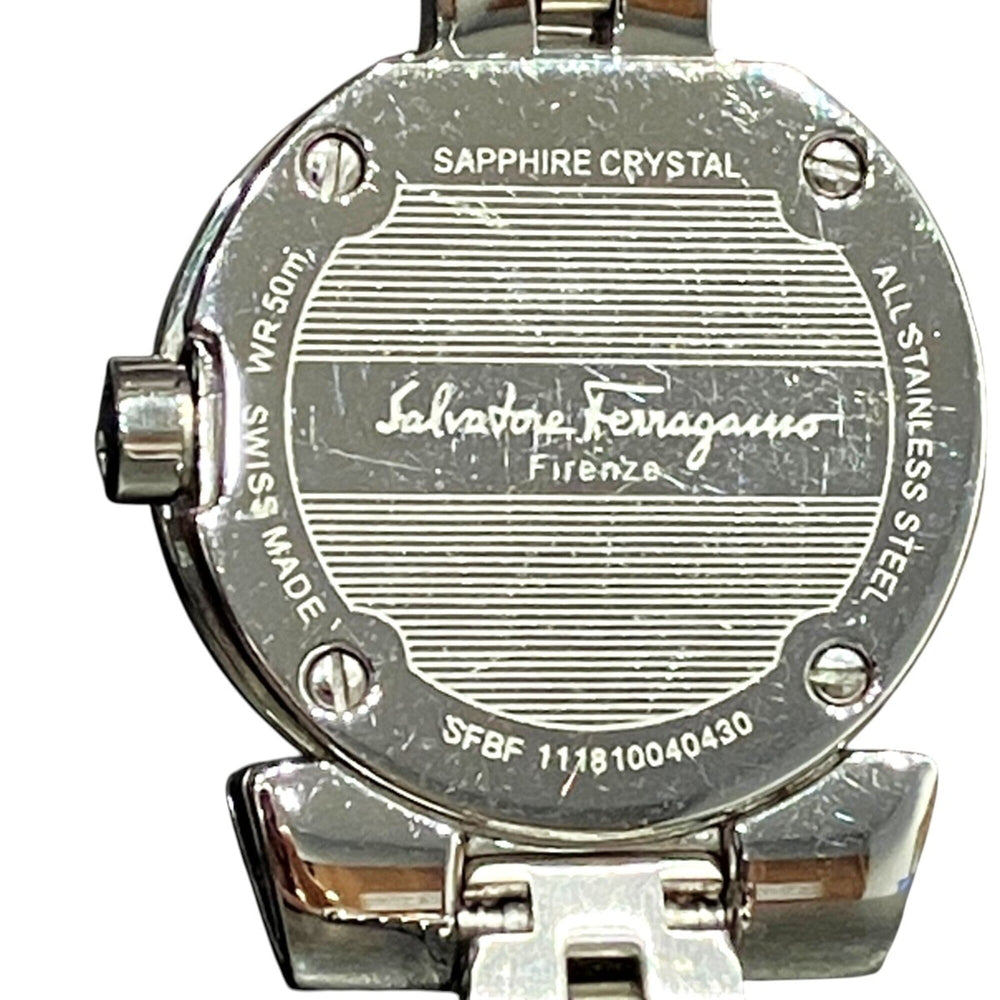 Salvatore Ferragamo Gancini watch, total weight 34.6g, stainless steel, quartz movement, pink mother-of-pearl dial, SFBF00118 — Good