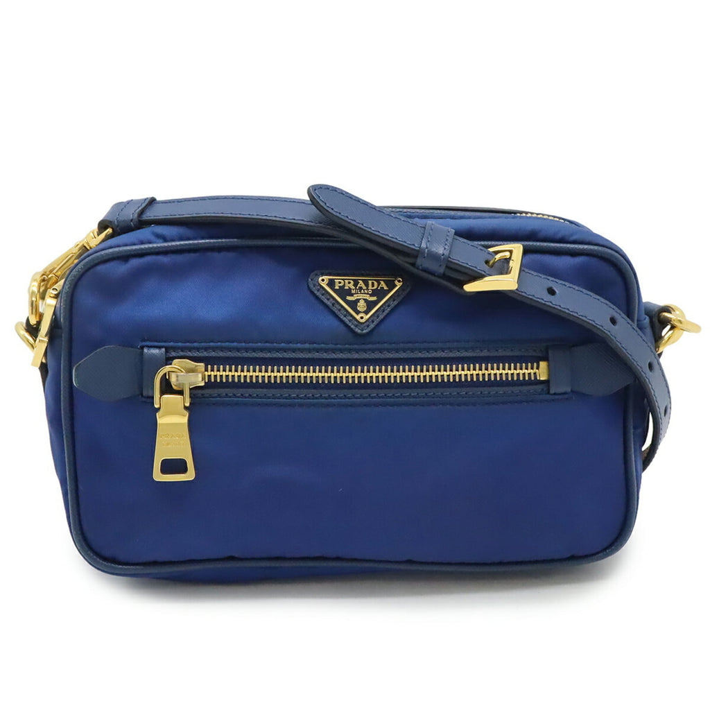 PRADA Prada Triangle Shoulder Bag Pouch Nylon Leather Blue BT0773
