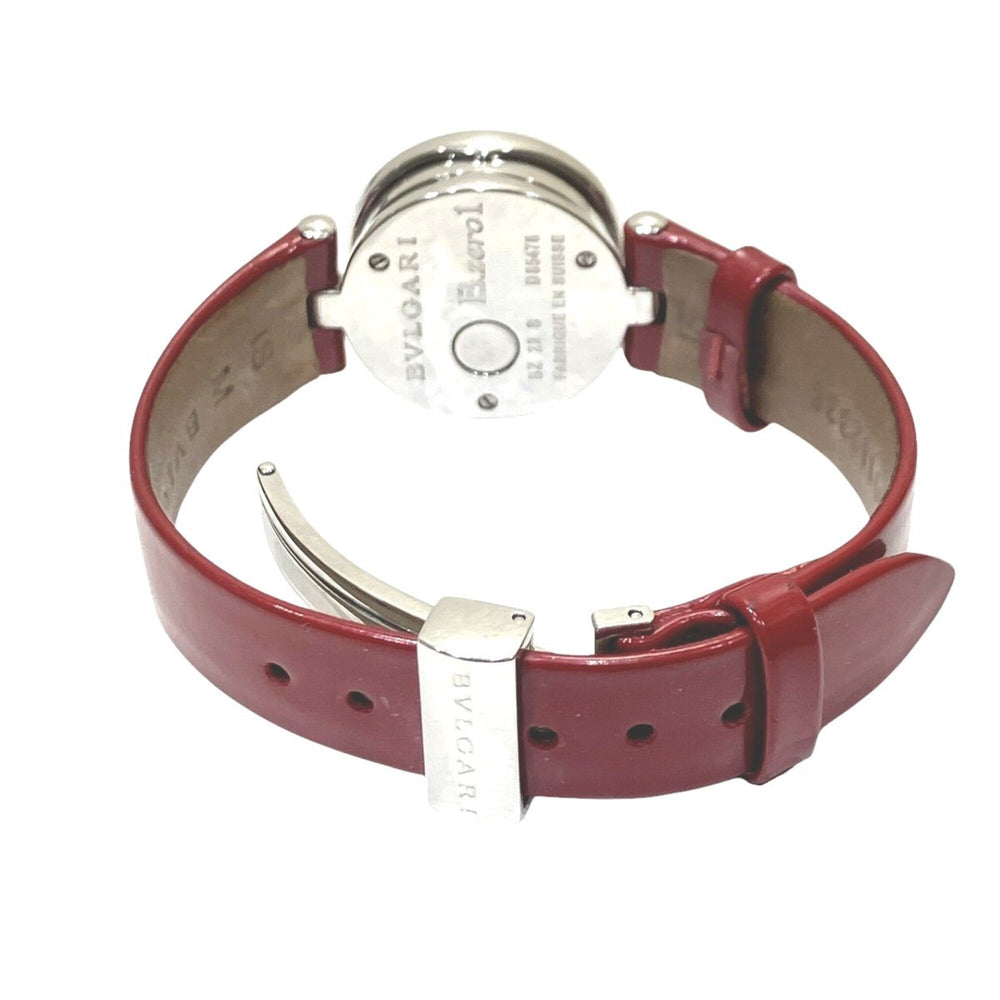 Bulgari Watch, Total Weight 26.8g, Stainless Steel, Genuine Leather Strap, Quartz Movement, Pink Mother-of-Pearl Dial, BZ22S — Good