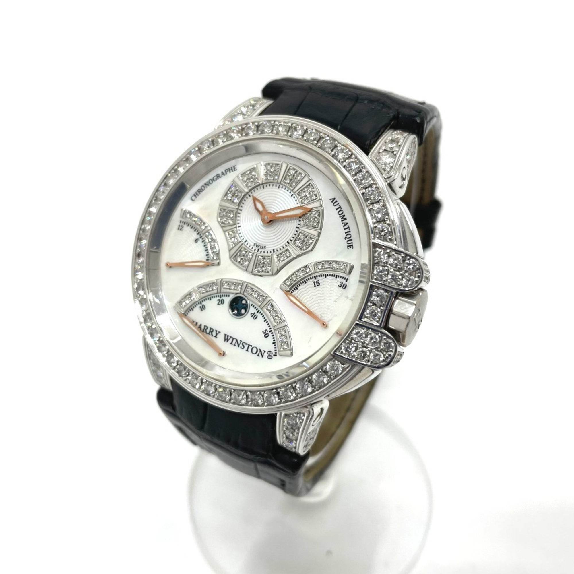 HARRY WINSTON MCRA44W Ocean Chrono Triple Retrograde Automatic Watch, 18K White Gold, Men's — Good