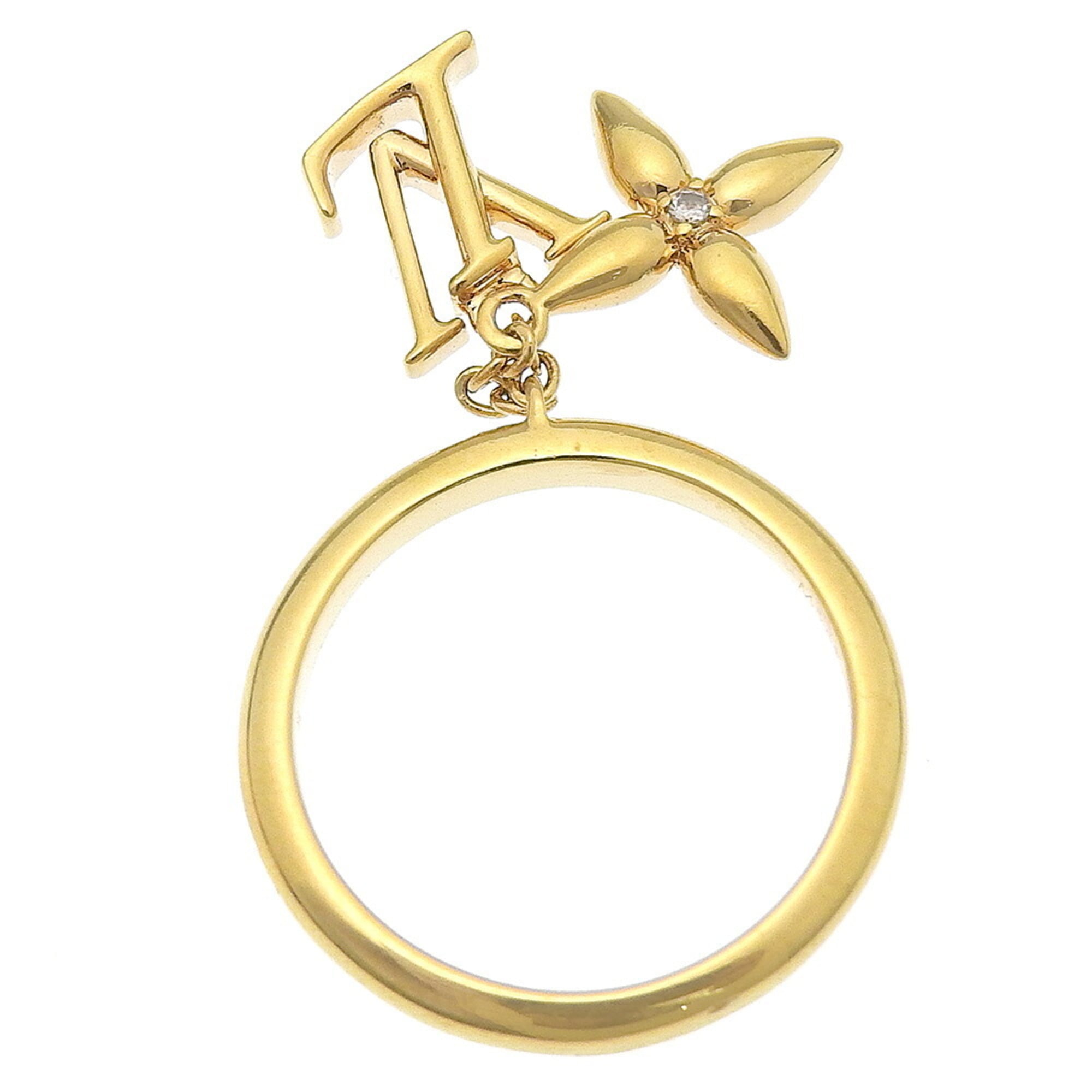 Louis Vuitton Louisette Signature Ring M1436S with Rhinestones, Size S (9.5) — Like New