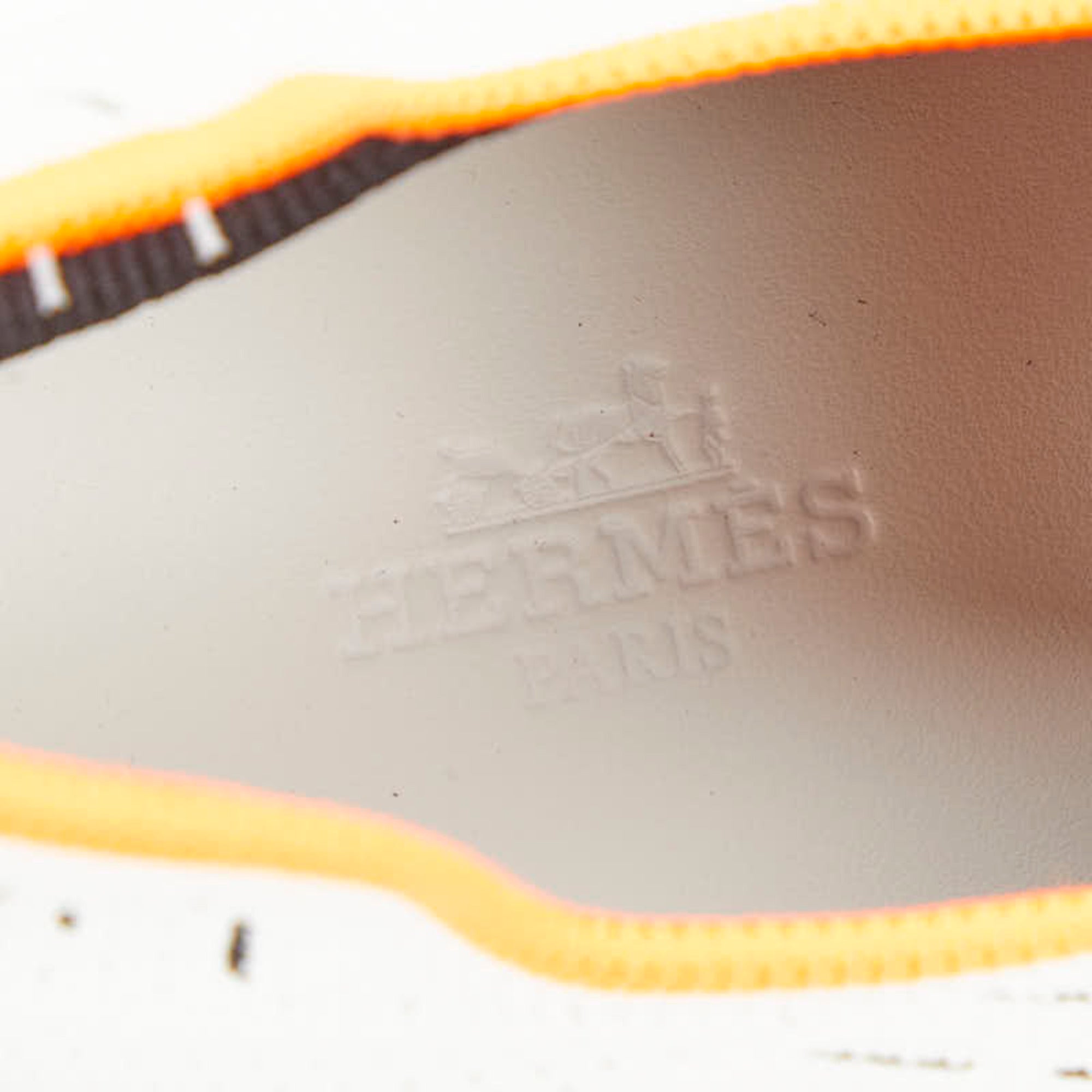 Hermès Eclair Slip-on Sneakers, Size 37, White, Black, Orange, Knit, Women's, HERMES