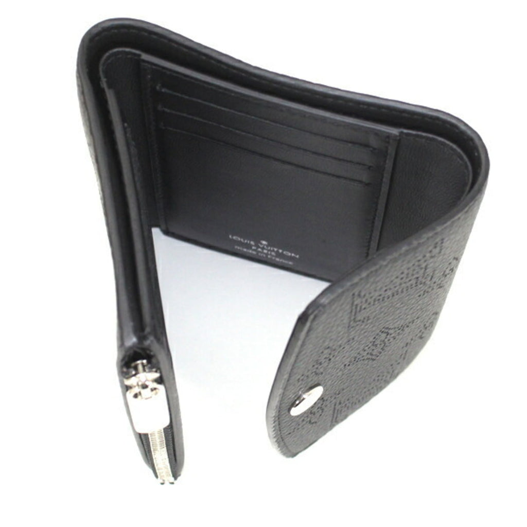 Louis Vuitton Victorine Mahina Tri-fold Wallet in Leather, M82679, Black, Women's, LOUIS VUITTON KM3169