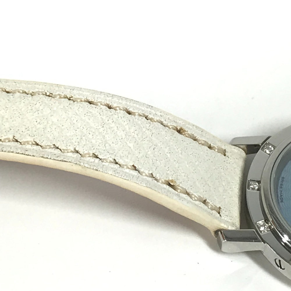 HERMES CL4.230 Clipper Nacle 12-Piece Diamond Women's Watch with Leather Strap, White Leather/Stainless Steel — Very Good